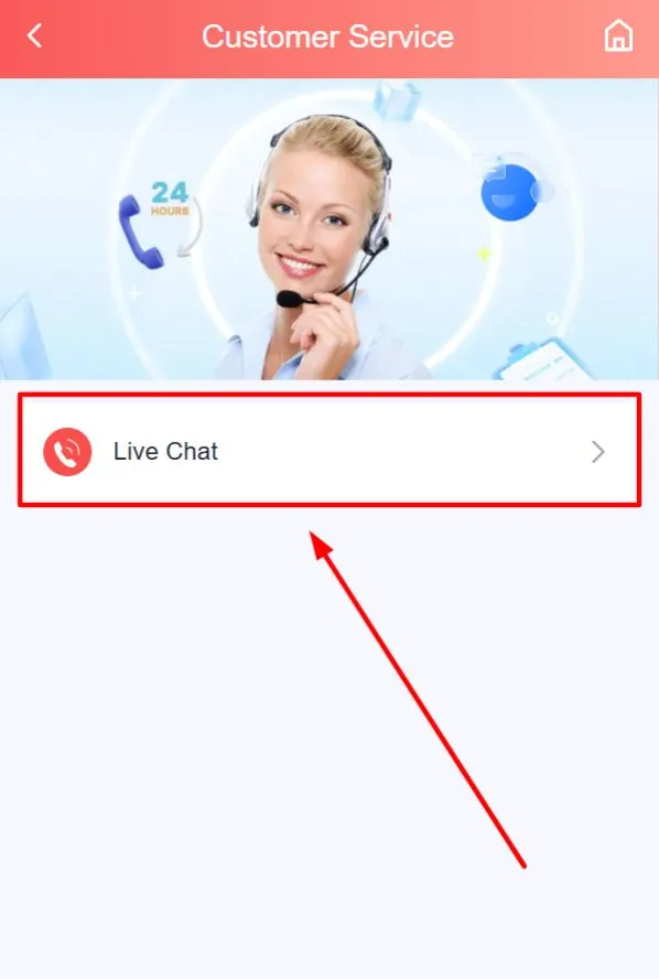 Tapping the Live Chat button